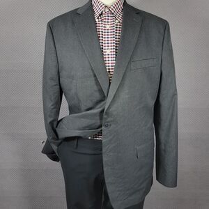 Van Heusen Men's Sport Coat Blazer Two Button Gray Twill Polyester Blend‎ 44L